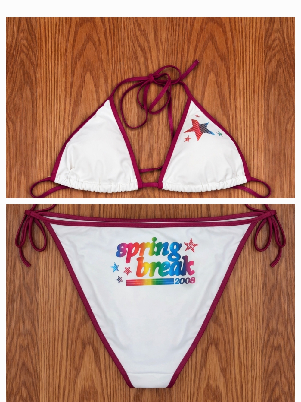 PINK Coral Bikini Set with Script Print - Picture 11 of 16